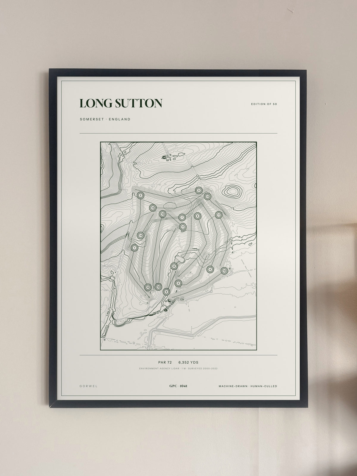 Long Sutton, Somerset print, framed, on a wall