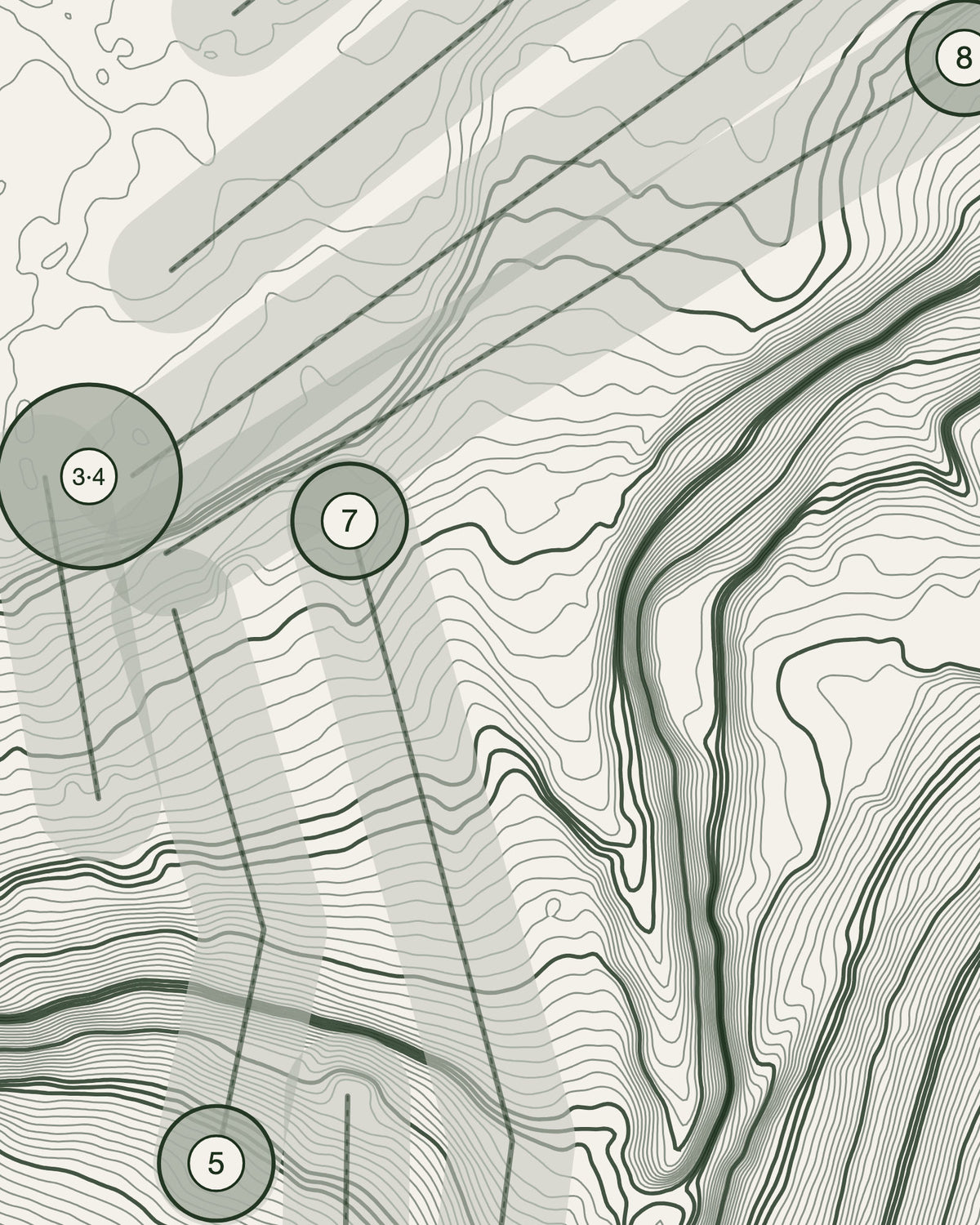 Longley Park, Yorkshire print, contour detail