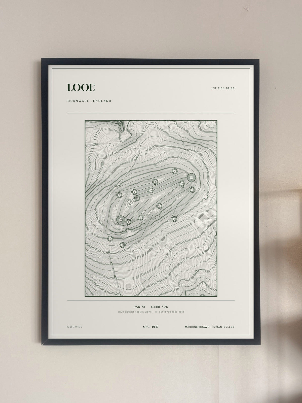 Looe, Cornwall print, framed, on a wall