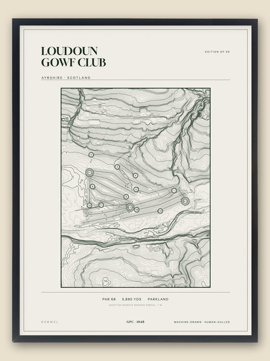 Loudoun Gowf Club topographic golf course print — catalogue plate — Gorwel Print Co