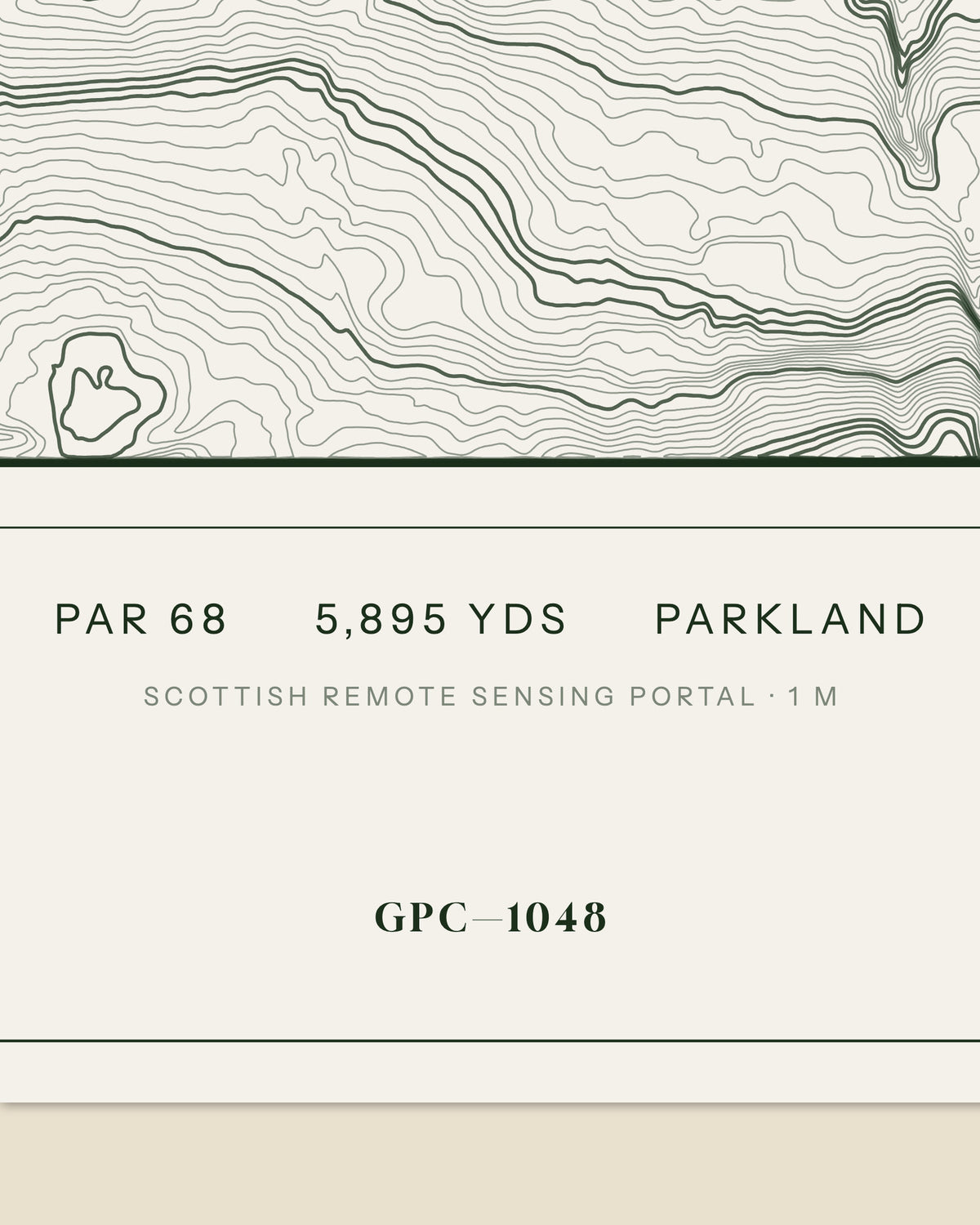 Loudoun Gowf Club topographic golf course print — data strip and edition mark — Gorwel Print Co