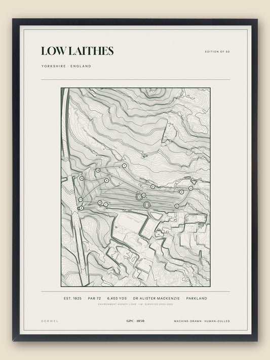 Low Laithes, Yorkshire topographic golf course print, framed — Gorwel Print Co