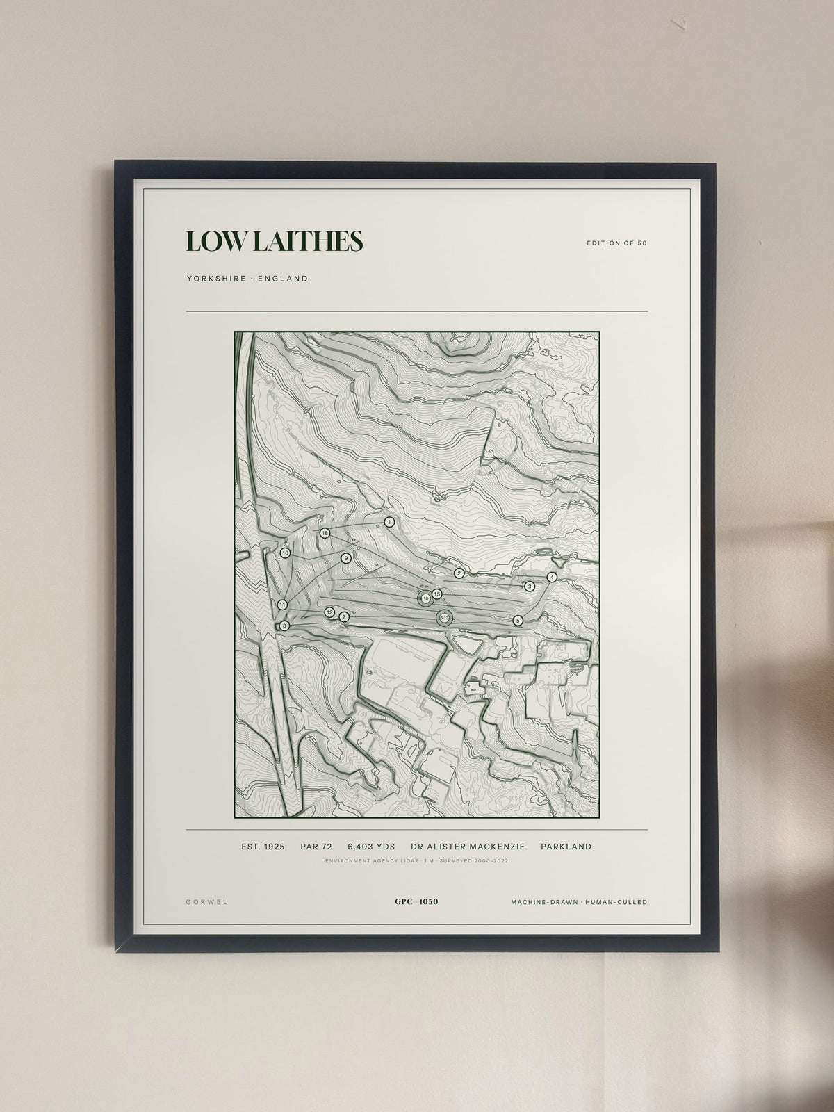 Low Laithes, Yorkshire print, framed, on a wall