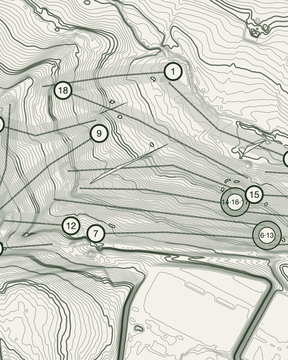 Low Laithes, Yorkshire print, contour detail