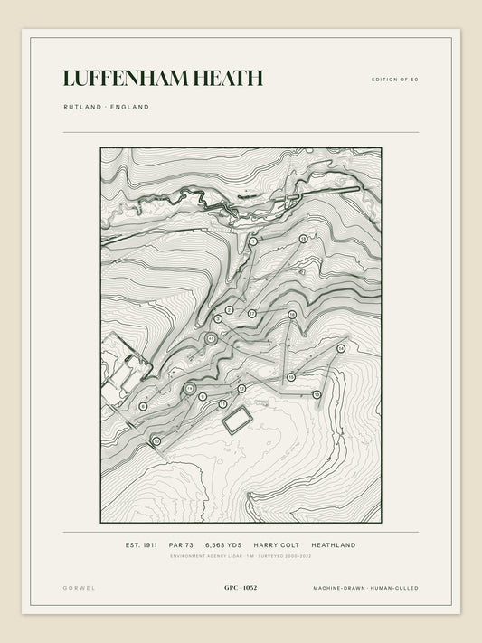 Luffenham Heath, Rutland topographic golf course print