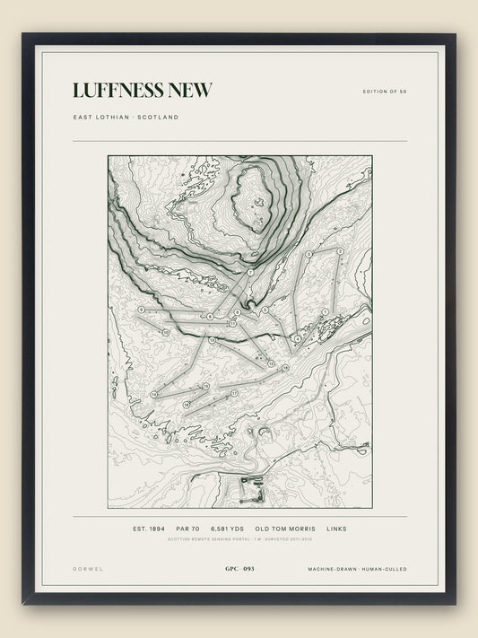 Luffness New topographic golf course print — catalogue plate — Gorwel Print Co