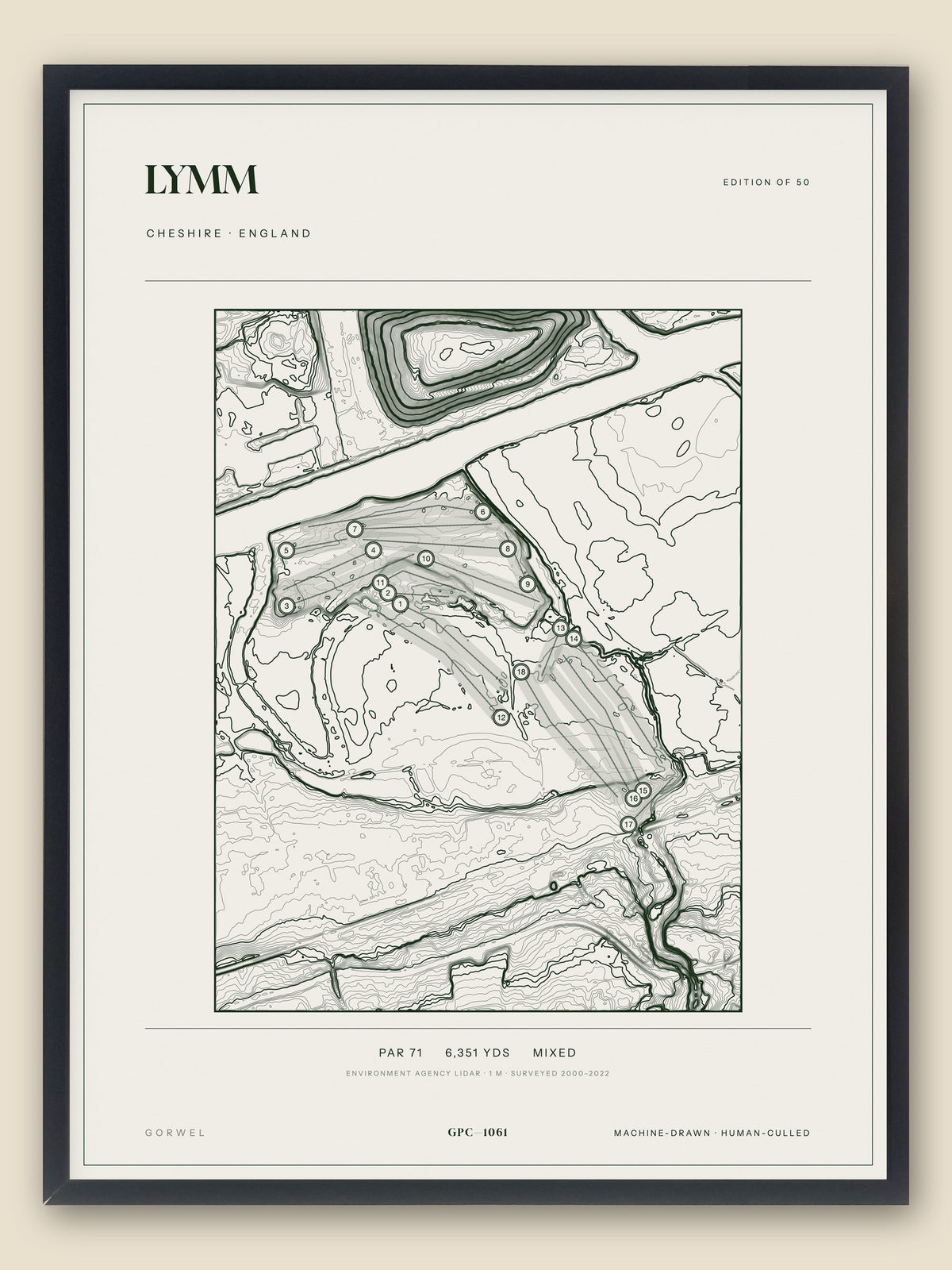 Lymm topographic golf course print — catalogue plate — Gorwel Print Co