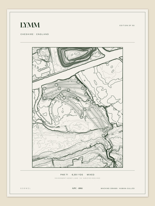 Lymm topographic golf course print — unframed sheet — Gorwel Print Co