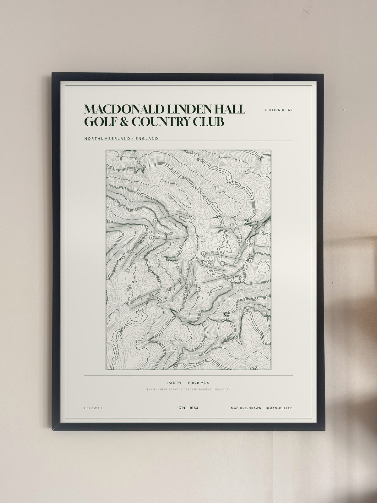 Macdonald Linden Hall Golf & Country Club, Northumberland print, framed, on a wall