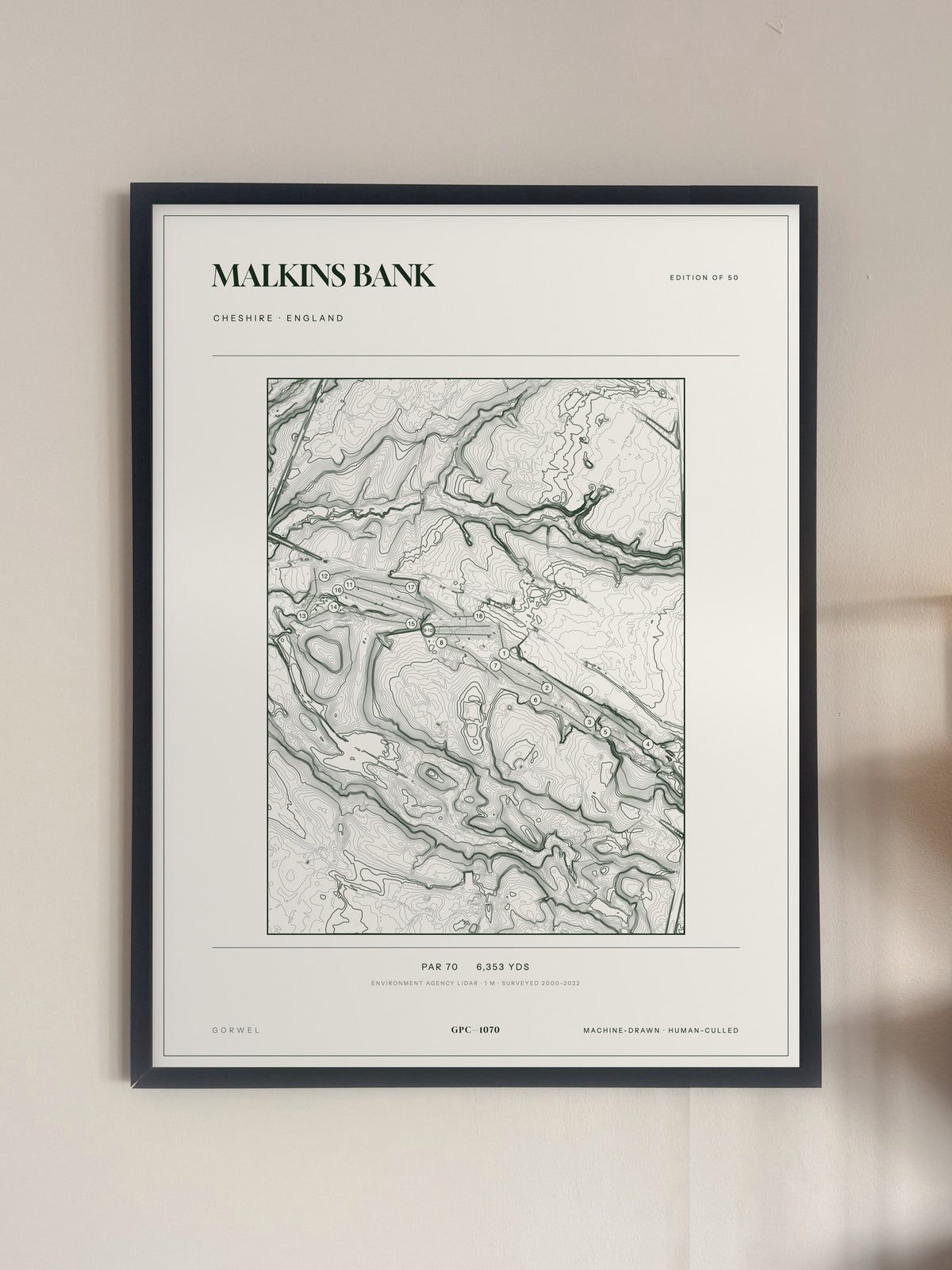 Malkins Bank, Cheshire print, framed, on a wall