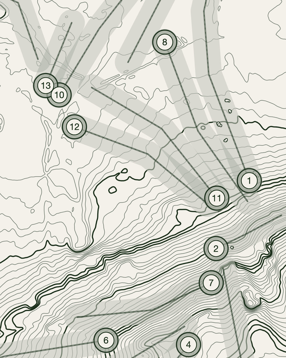 Malton & Norton topographic golf course print — contour detail — Gorwel Print Co