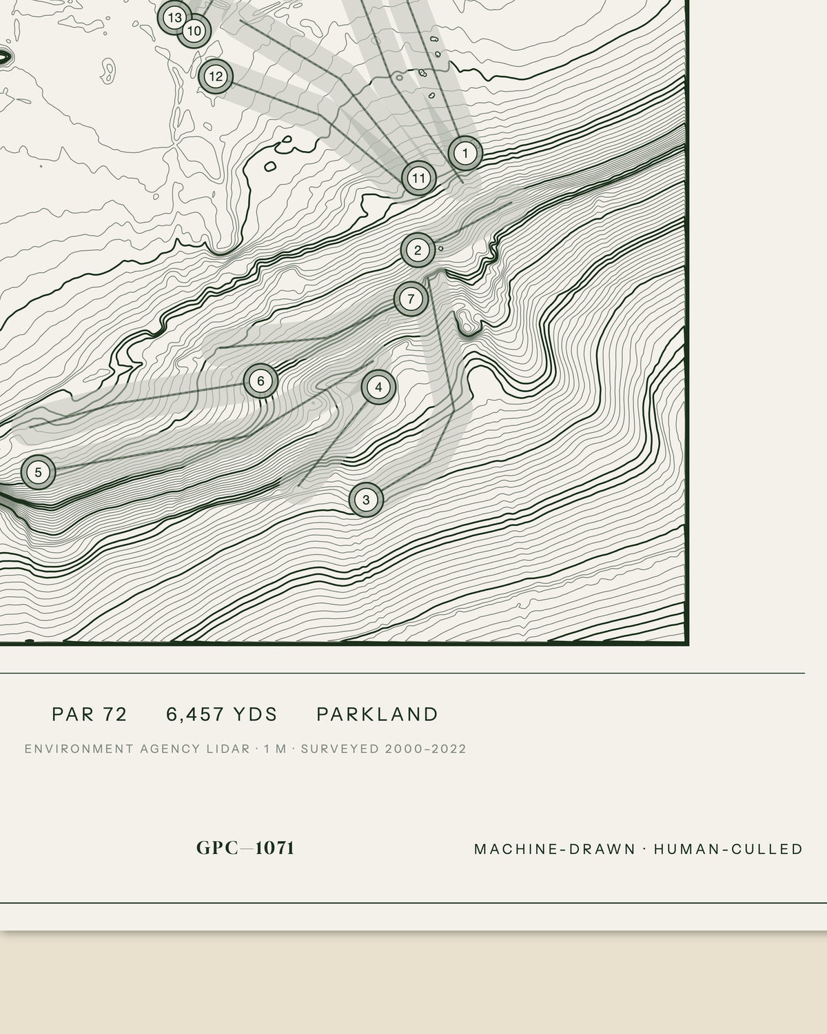 Malton & Norton topographic golf course print — data strip and edition mark — Gorwel Print Co