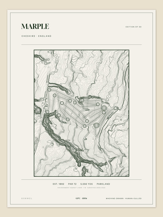 Marple, Cheshire topographic golf course print