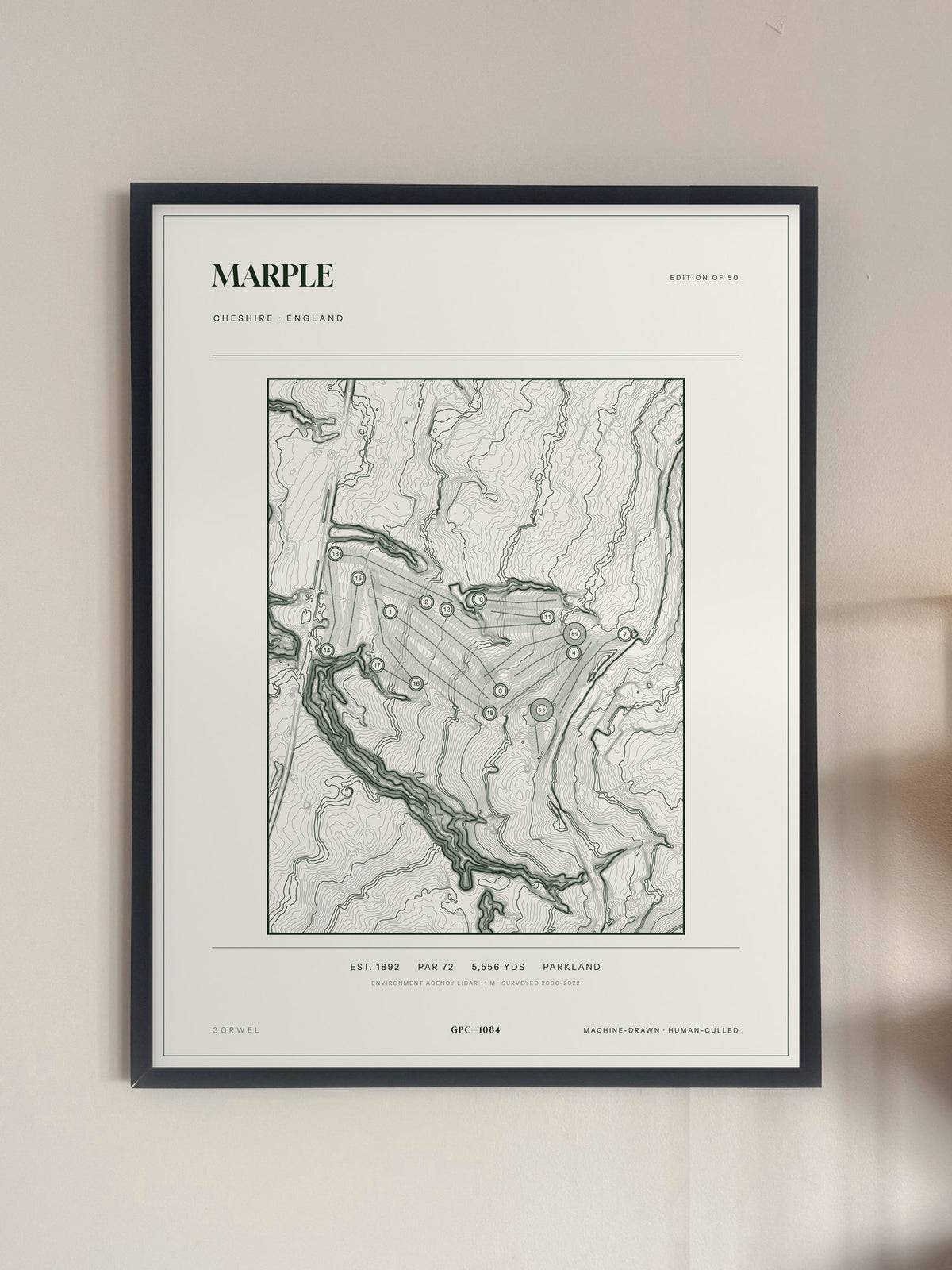 Marple, Cheshire print, framed, on a wall