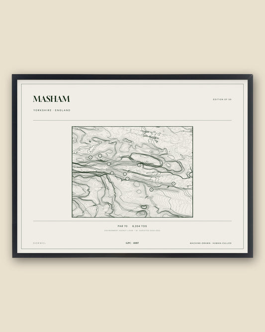 Masham, Yorkshire topographic golf course print, framed — Gorwel Print Co