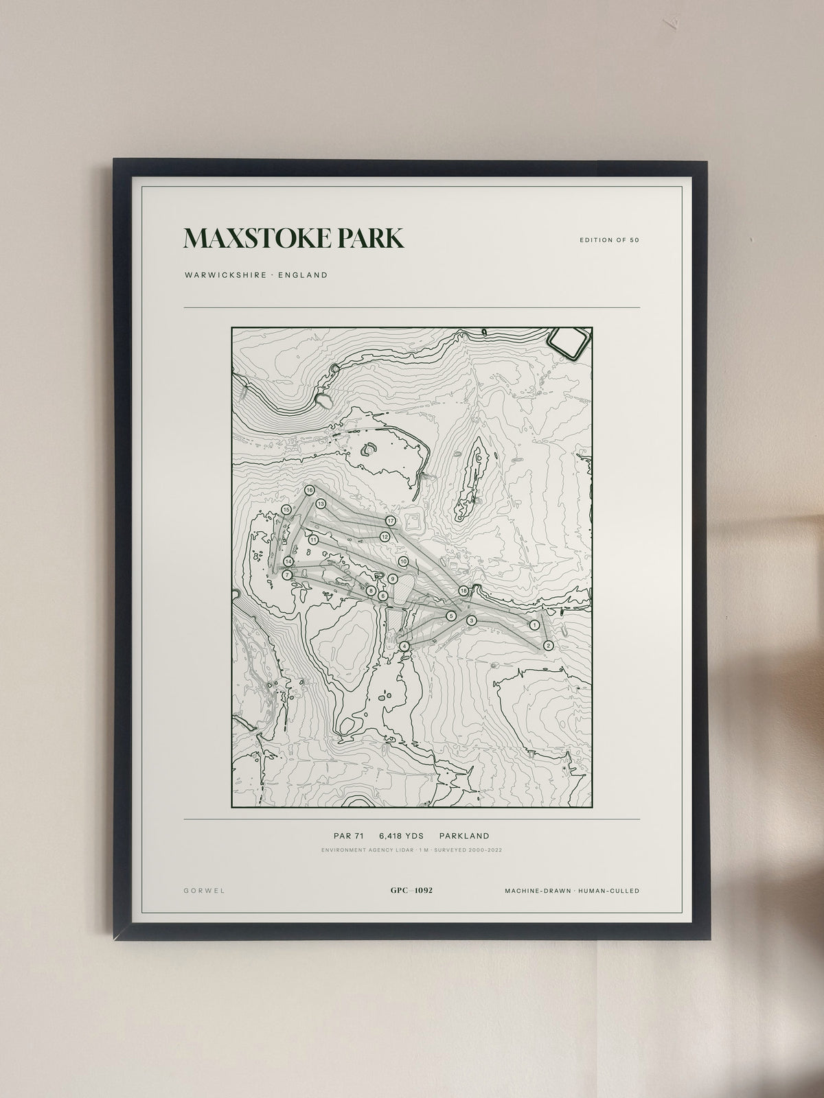 Maxstoke Park, Warwickshire print, framed, on a wall
