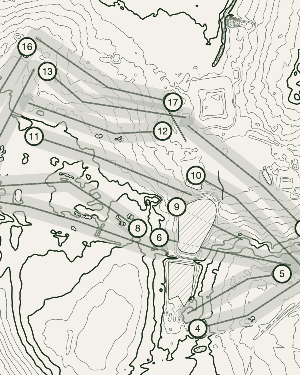 Maxstoke Park, Warwickshire print, contour detail