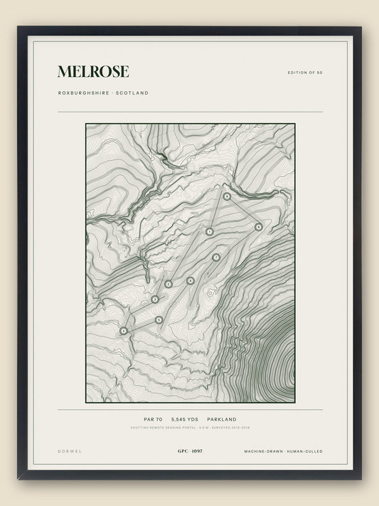 Melrose topographic golf course print — catalogue plate — Gorwel Print Co