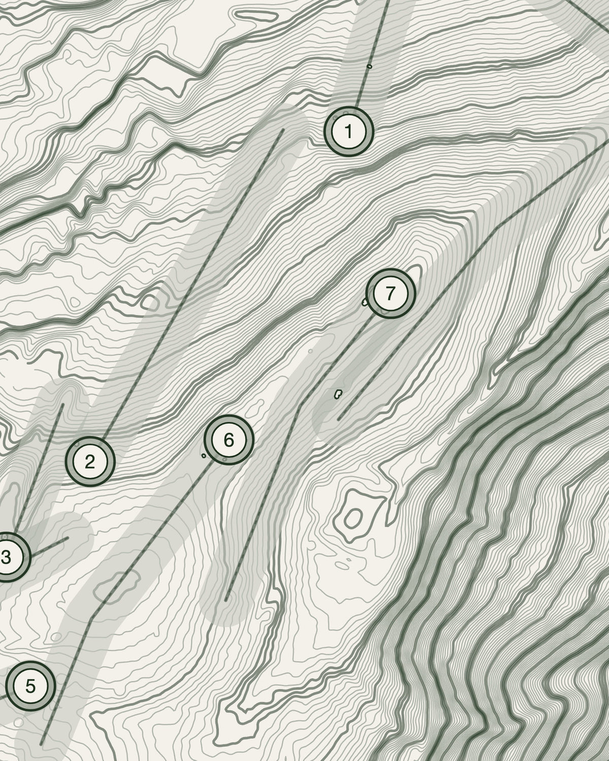 Melrose topographic golf course print — contour detail — Gorwel Print Co