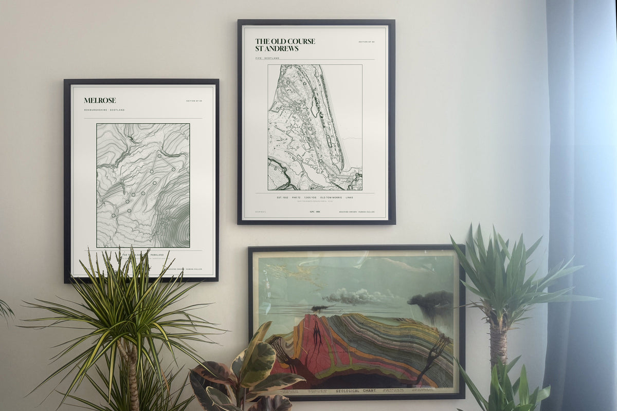 Melrose topographic golf course print — gallery pair — Gorwel Print Co