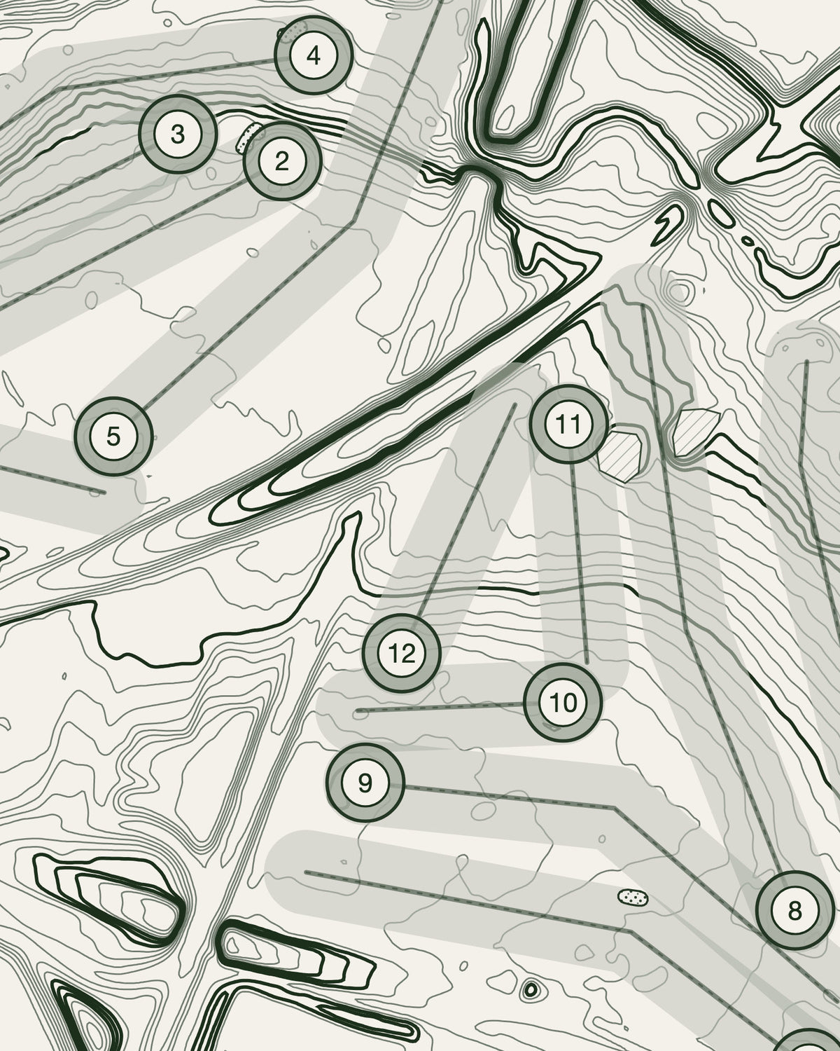 Meole Brace, Shropshire print, contour detail