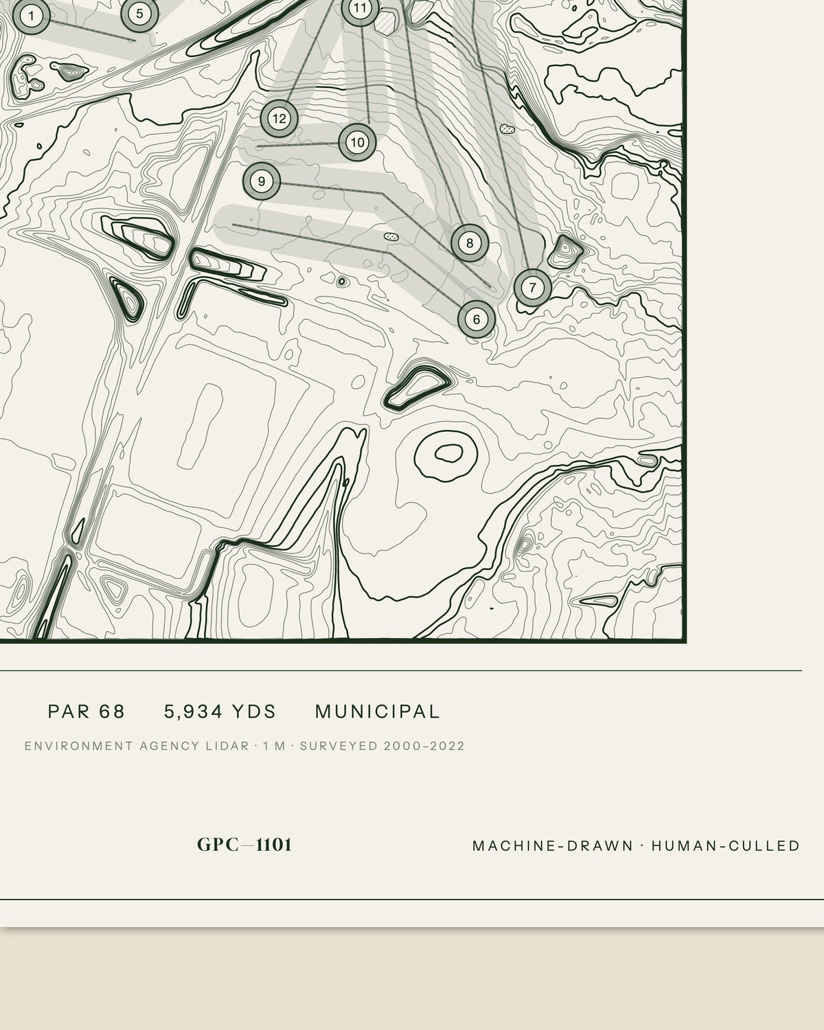 Meole Brace, Shropshire print, data strip and edition mark