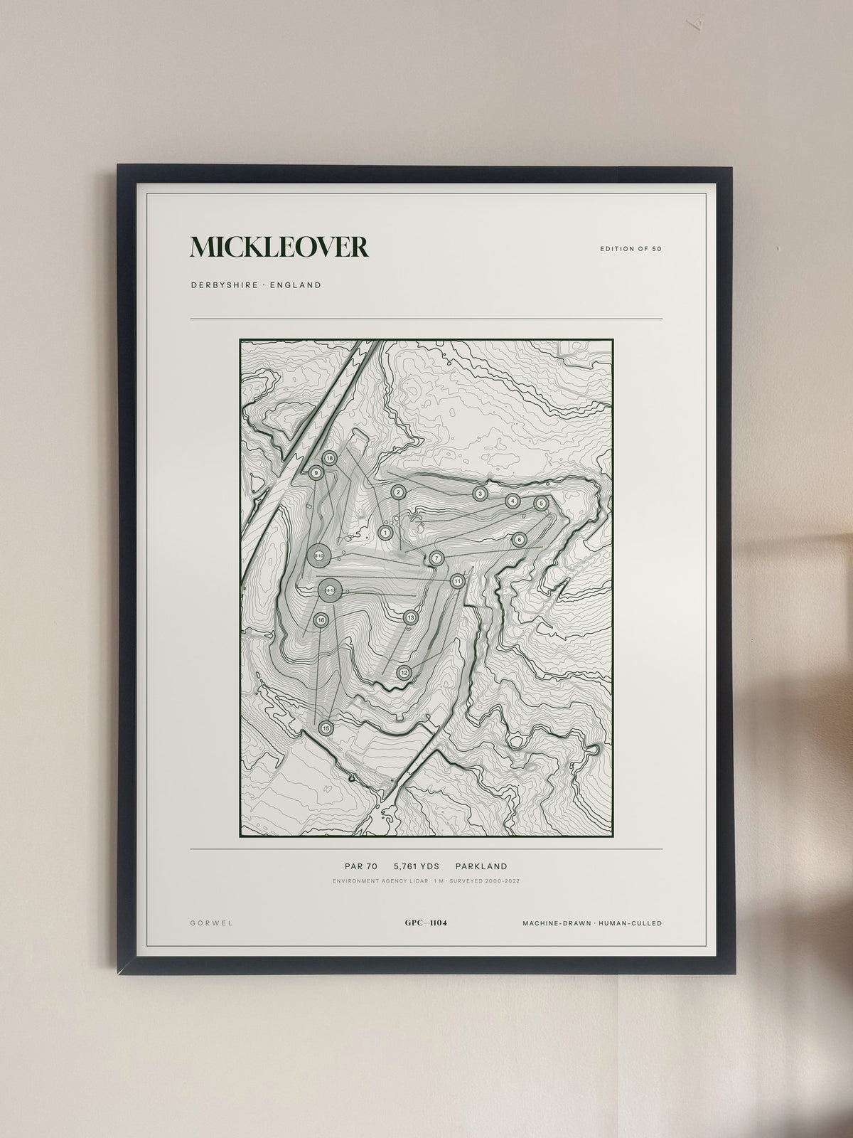 Mickleover, Derbyshire print, framed, on a wall
