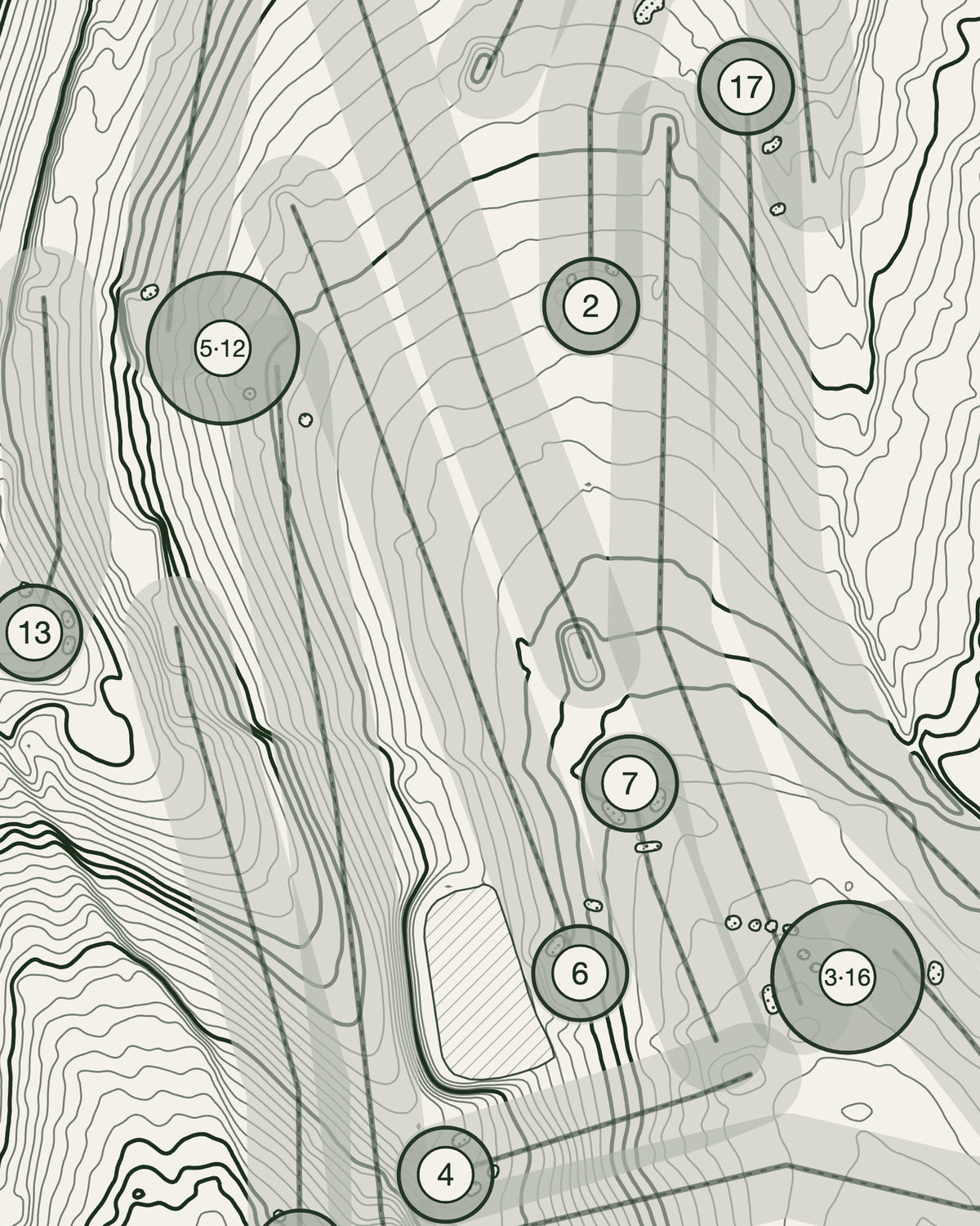 Mid Kent, Kent print, contour detail