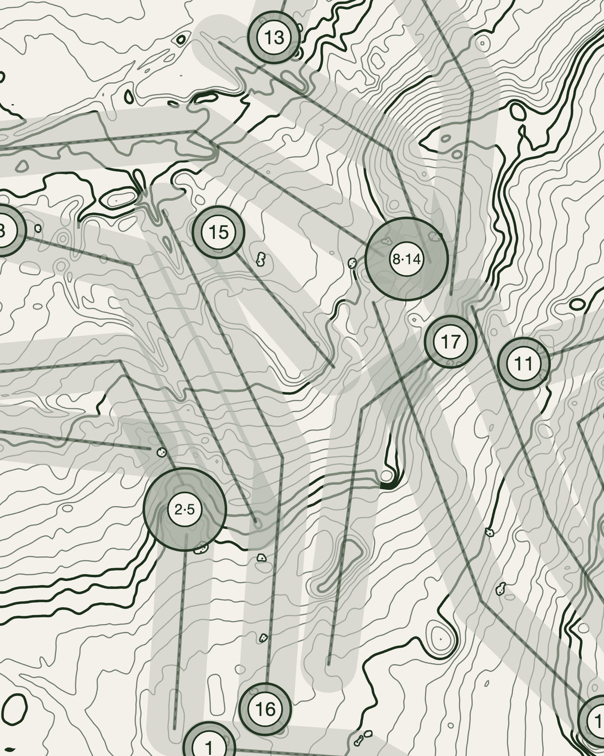Middleton Hall, Norfolk print, contour detail
