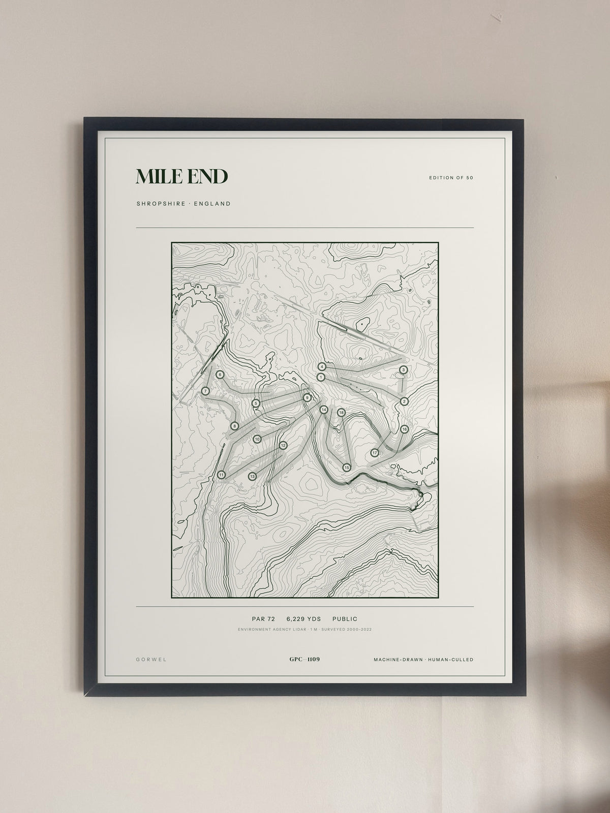 Mile End, Shropshire print, framed, on a wall