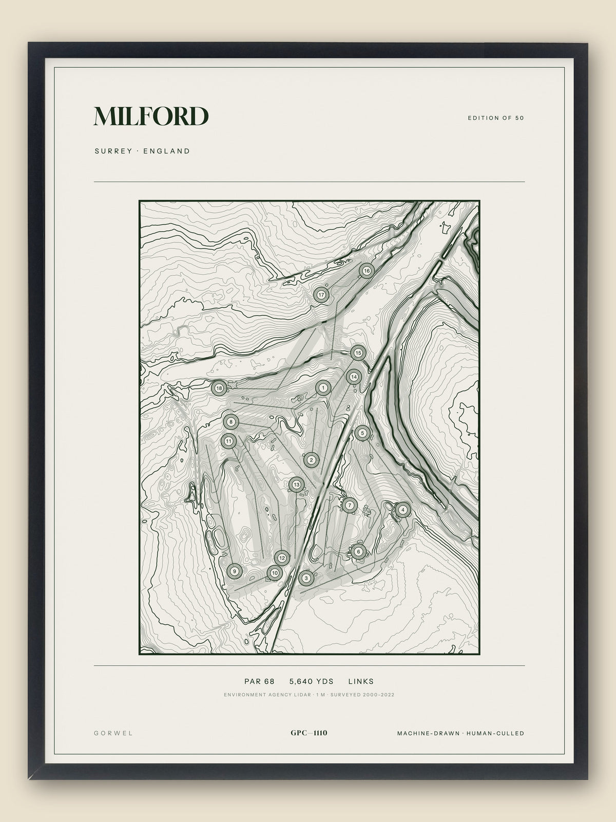 Milford topographic golf course print — catalogue plate — Gorwel Print Co