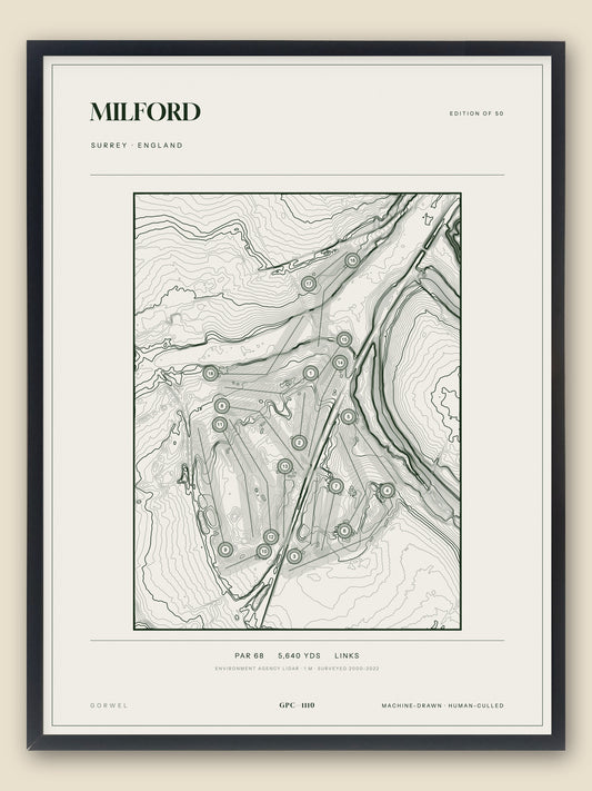 Milford topographic golf course print — catalogue plate — Gorwel Print Co