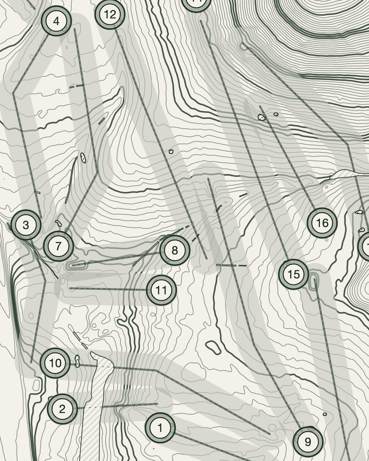 Mill Hill, Middlesex print, contour detail