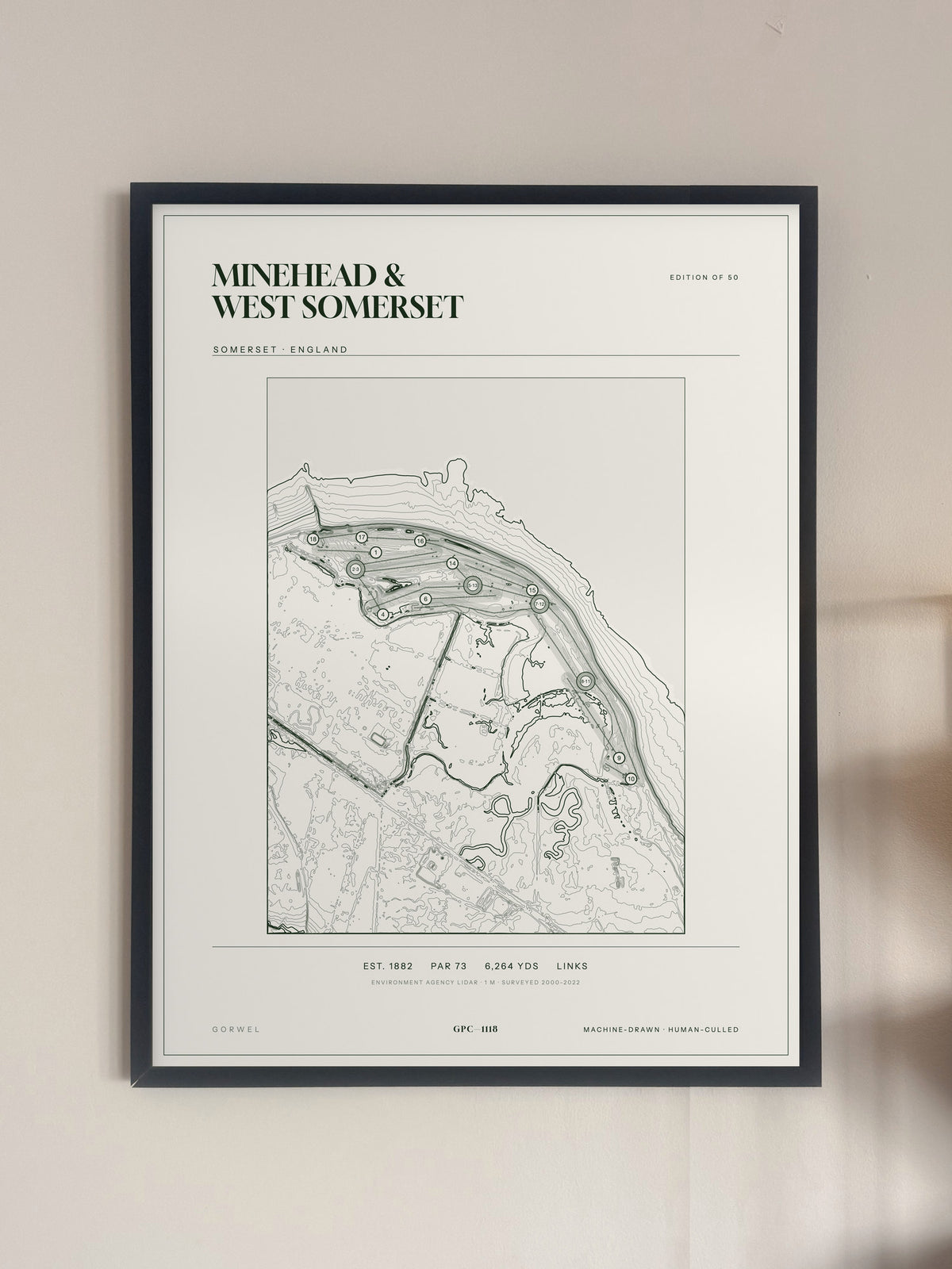 Minehead & West Somerset, Somerset print, framed, on a wall