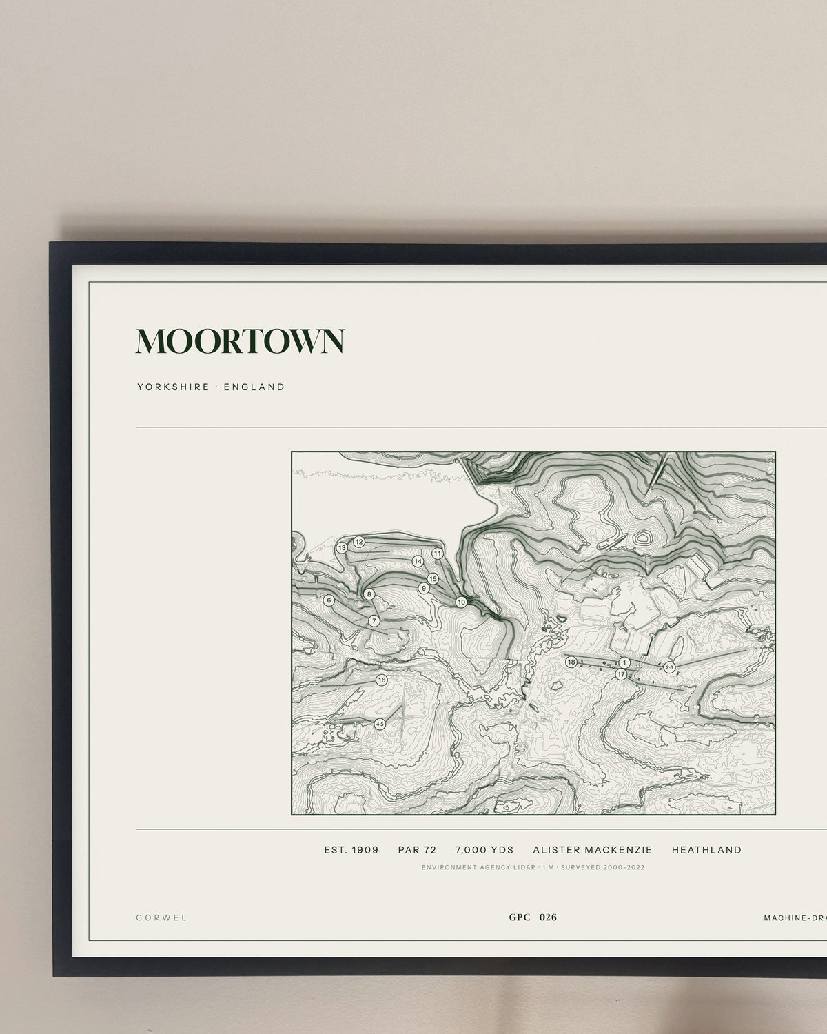 Moortown, Yorkshire print, framed, on a wall