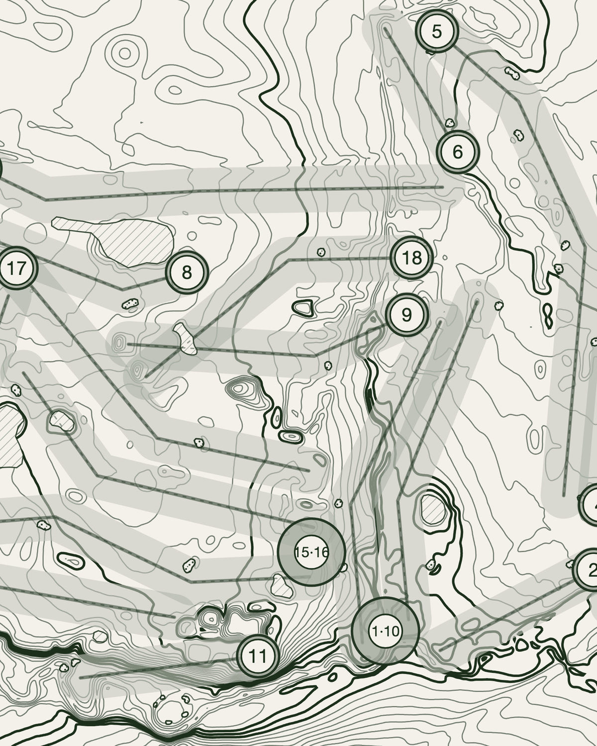 Mossock Hall, Lancashire print, contour detail