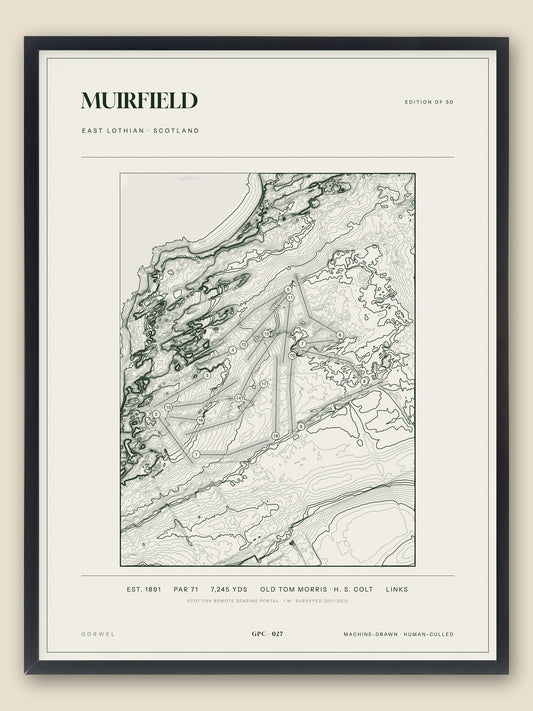 Muirfield topographic golf course print — catalogue plate — Gorwel Print Co