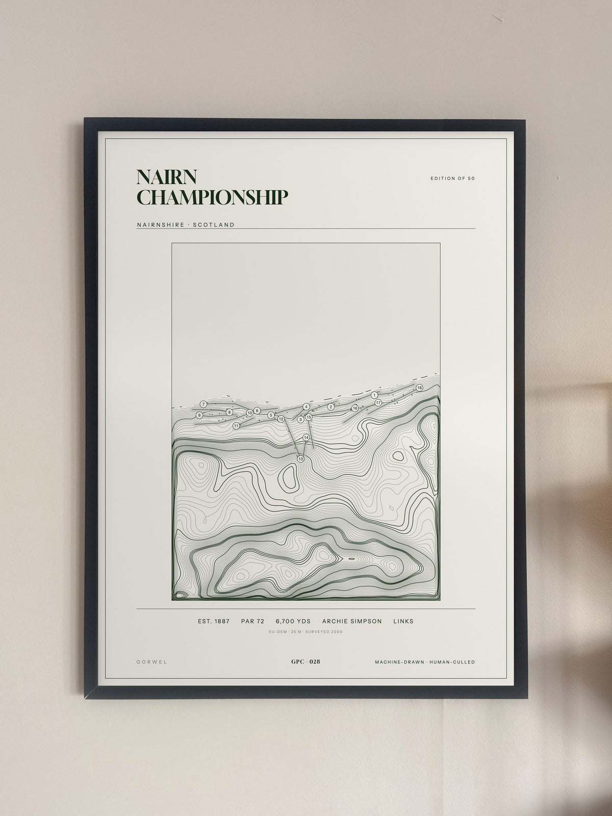 Nairn Championship, Nairnshire print, framed, on a wall
