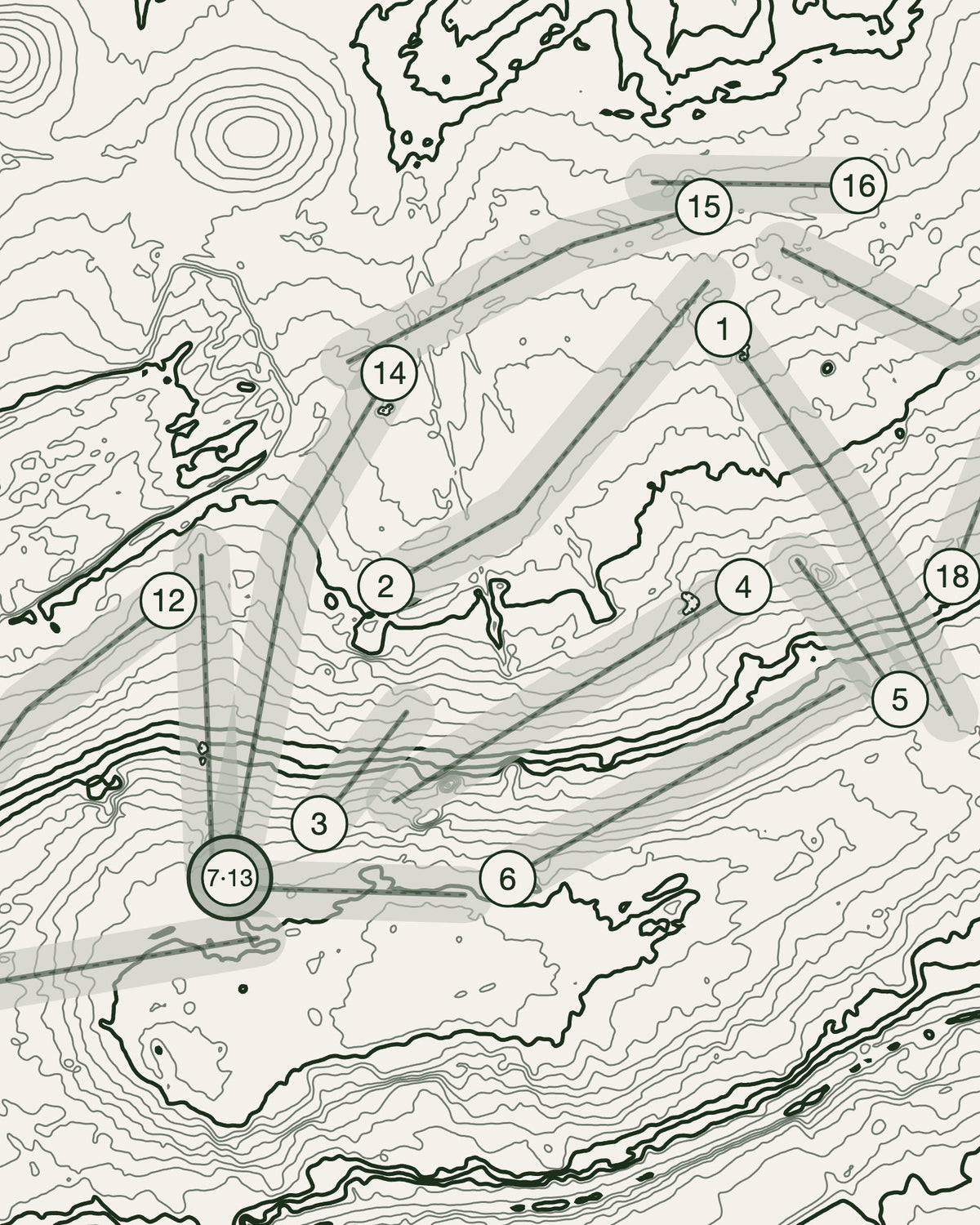 New Zealand, Surrey print, contour detail