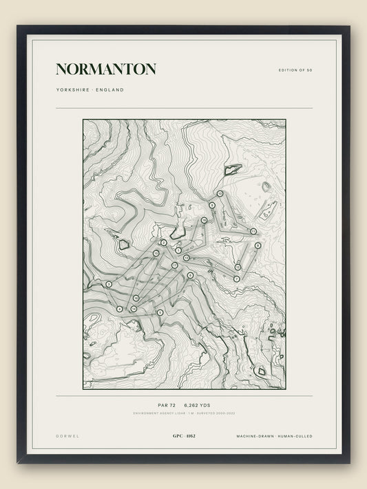 Normanton, Yorkshire topographic golf course print, framed — Gorwel Print Co