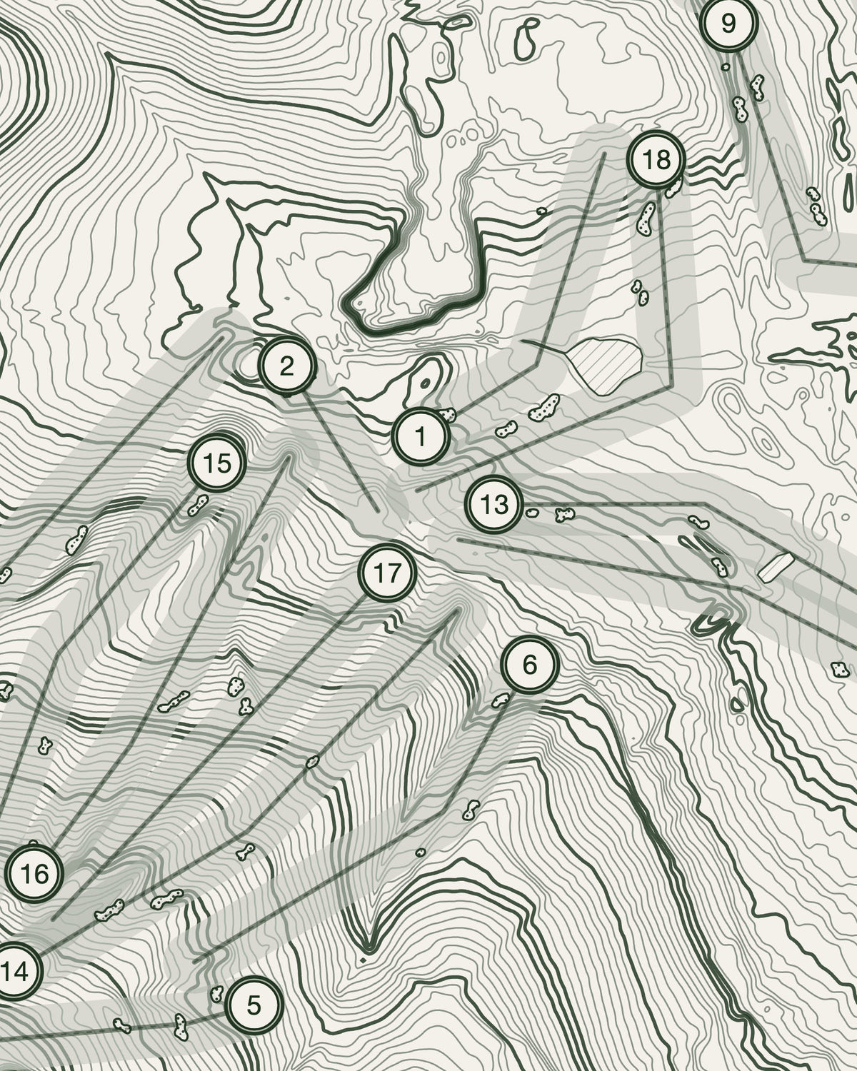 Normanton, Yorkshire print, contour detail
