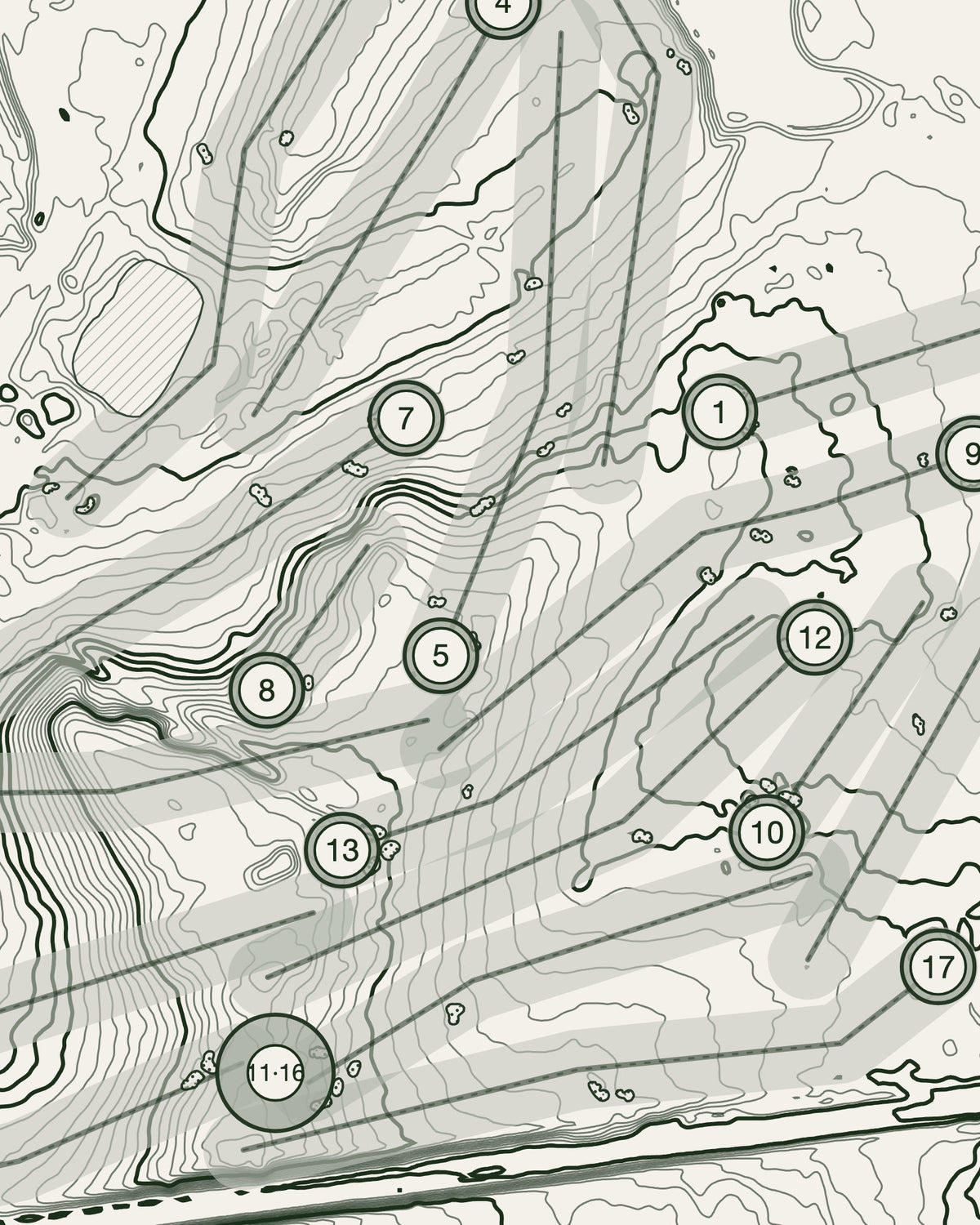 North Hants, Hampshire print, contour detail