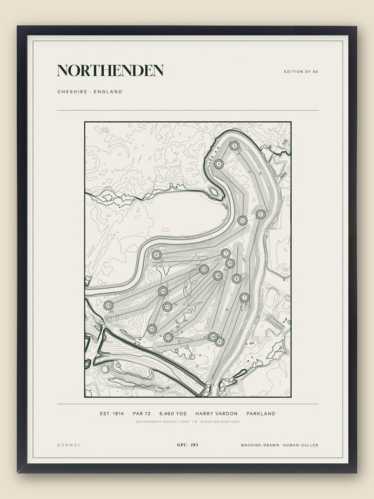 Northenden topographic golf course print — catalogue plate — Gorwel Print Co