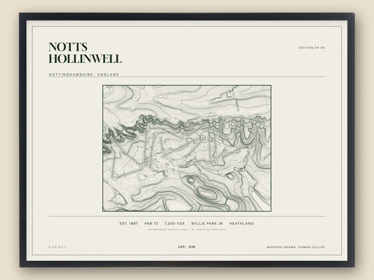 Notts Hollinwell topographic golf course print — catalogue plate — Gorwel Print Co