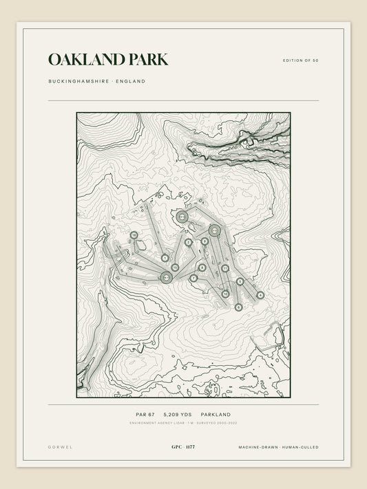 Oakland Park, Buckinghamshire topographic golf course print