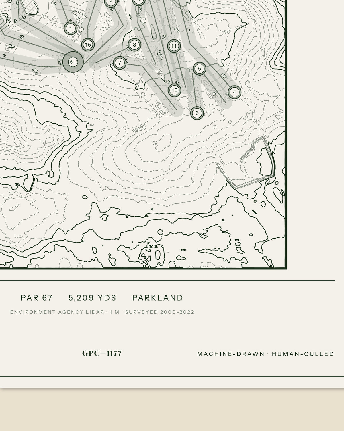 Oakland Park, Buckinghamshire print, data strip and edition mark