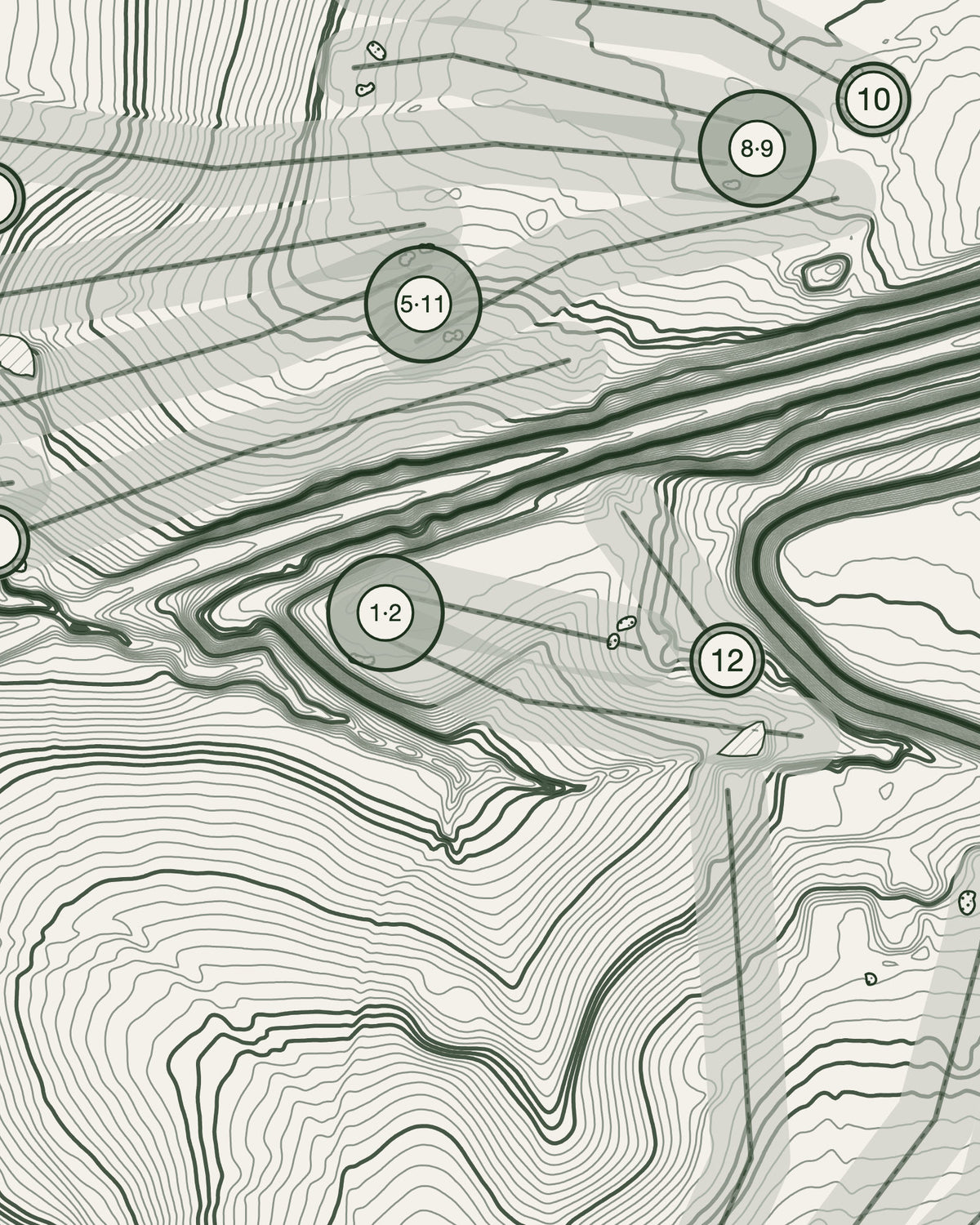 Oakridge, Warwickshire print, contour detail