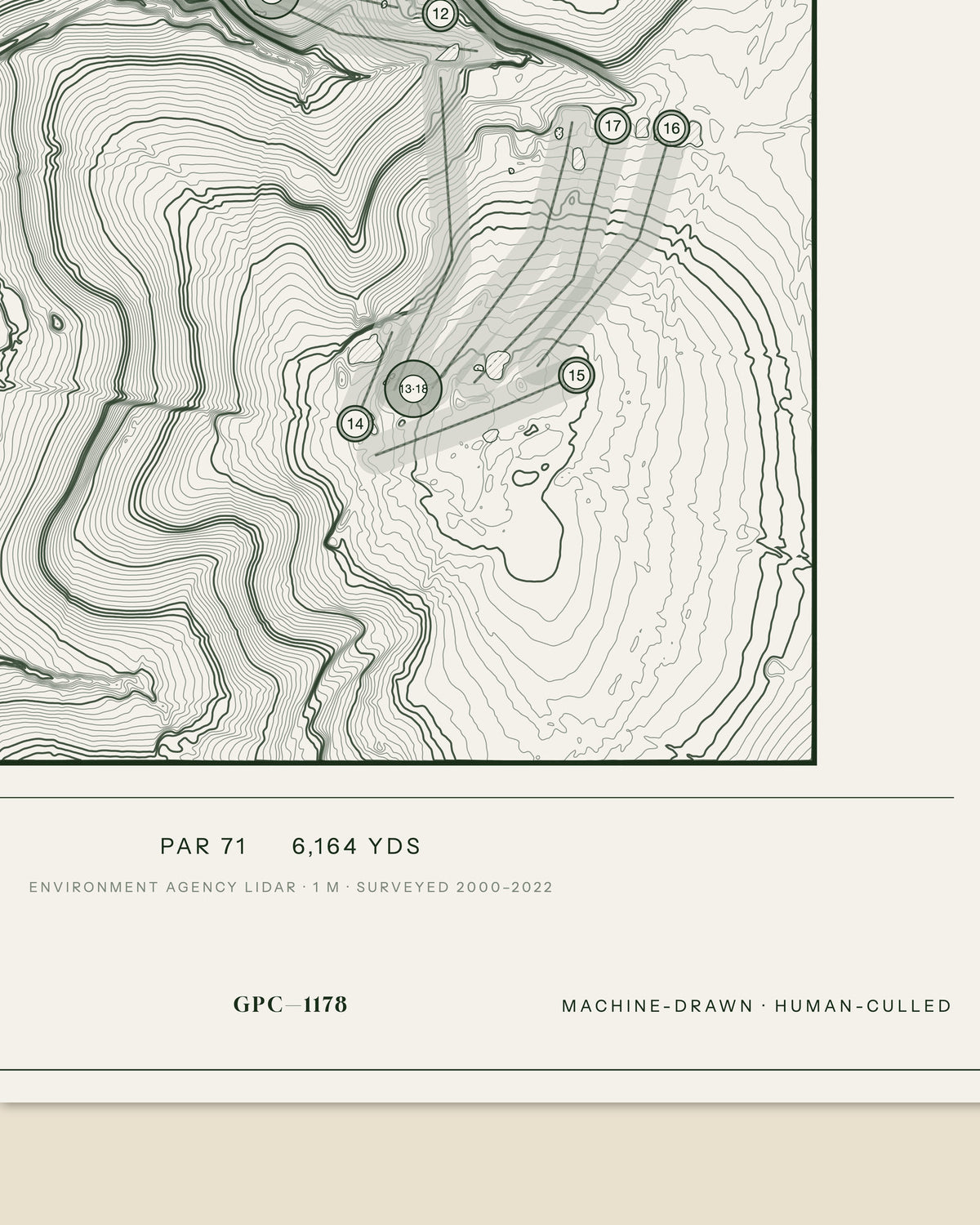 Oakridge, Warwickshire print, data strip and edition mark