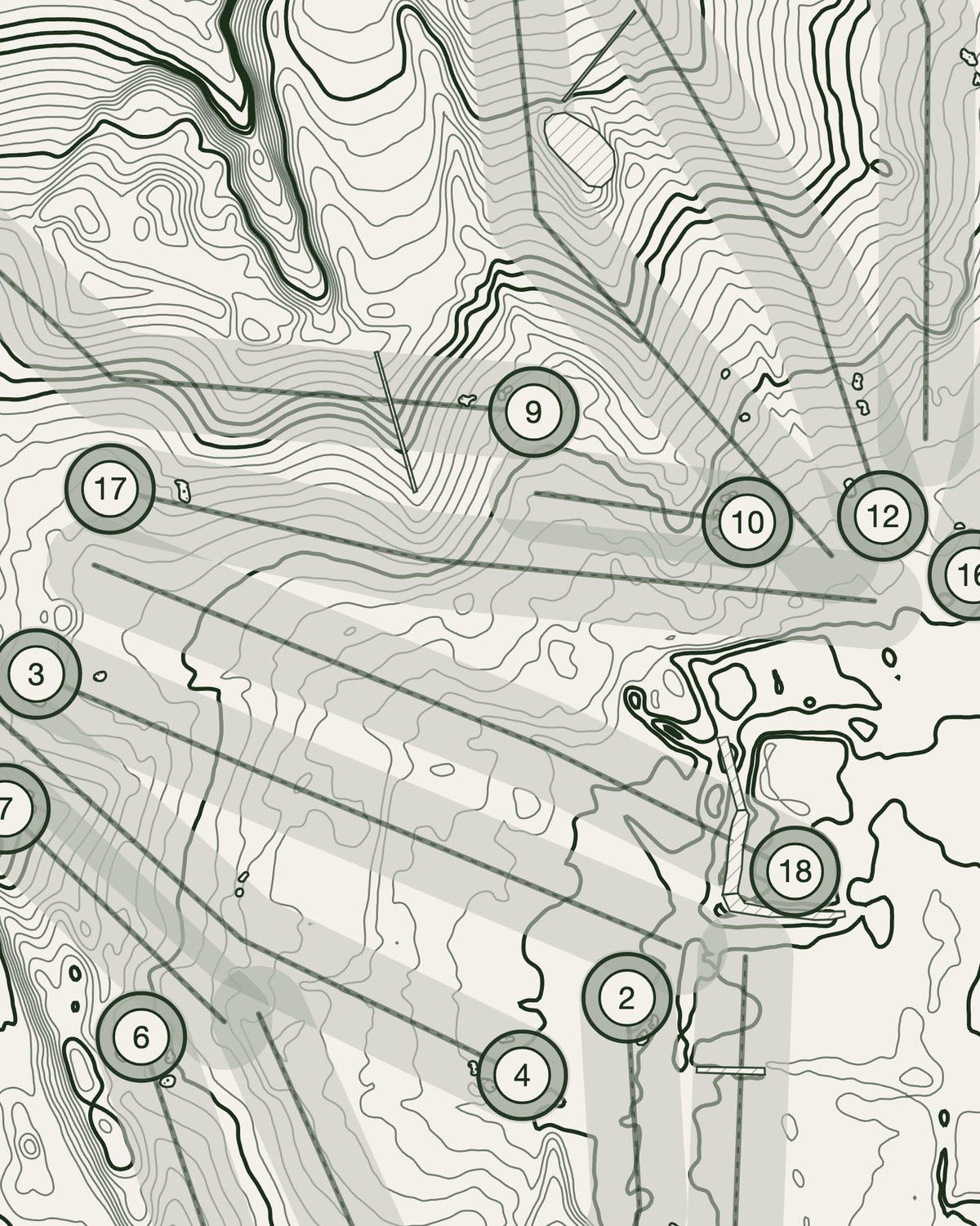Old Fold Manor, Hertfordshire print, contour detail