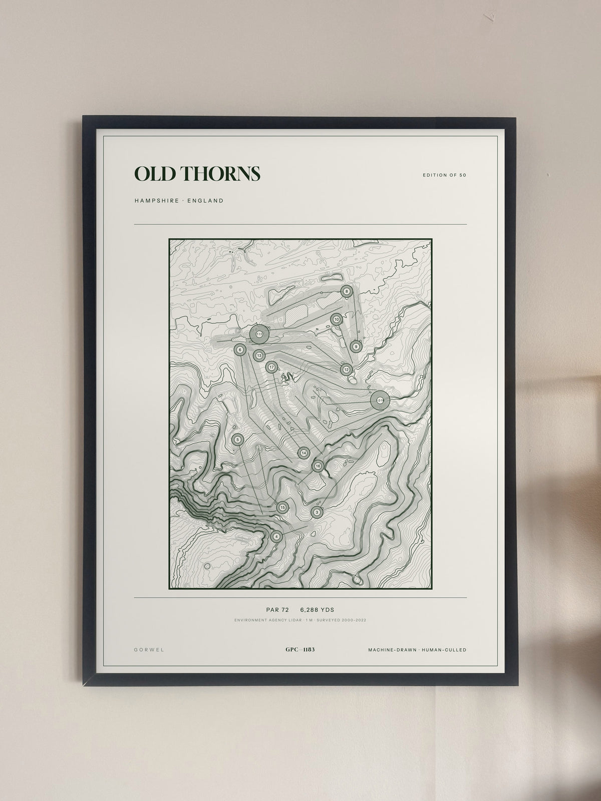 Old Thorns, Hampshire print, framed, on a wall